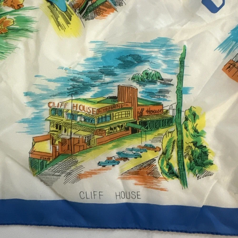 VTG San Francisco‎ Souvenir Scarf Cable Car Golden Gate Bridge Landmarks Travel